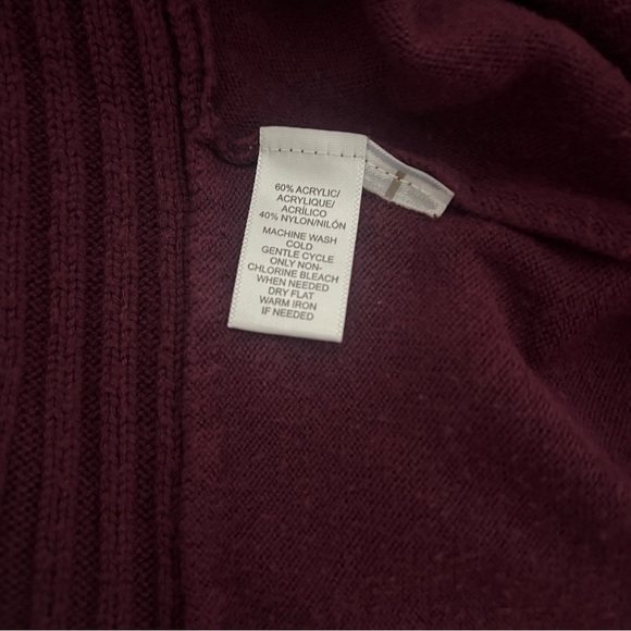 Loft Women’s XS Drape Open Front Cardigan Sweater Long Sleeve Plum/Maroon Office - Picture 7 of 8